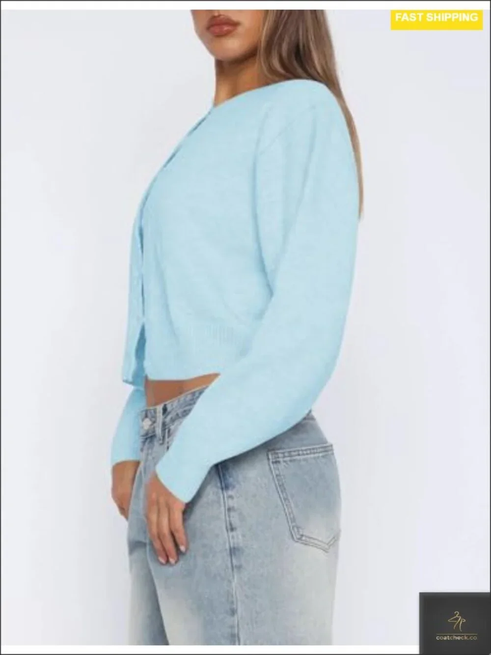 Womens Cropped Cardigan Sweater Lightweight Long Sleeve Button Up Knit Cardigan